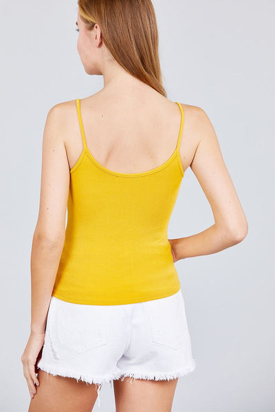 Round Neck W/button Down Rib Cami Top