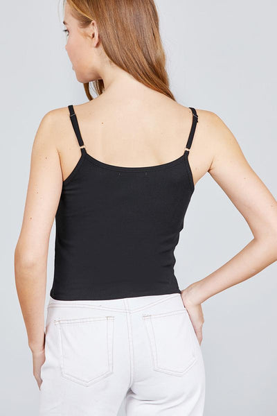 Round Neck W/button Down Front Tie Cami Top