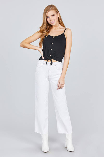 Round Neck W/button Down Front Tie Cami Top