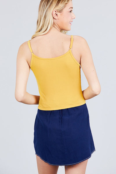 Round Neck W/button Down Front Tie Cami Top