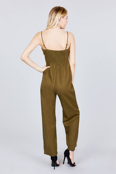Button Down Cami Linen Jumpsuit