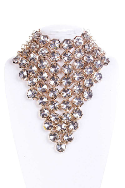 Fancy Stone Choker Necklace And Earring Set