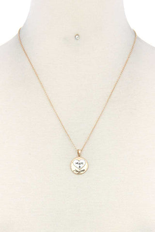 Mom Daughter Heart Round Charm Necklace