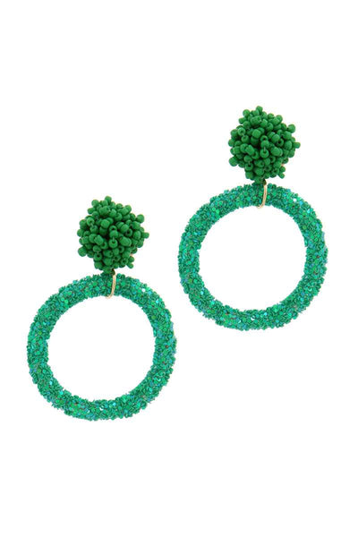 Glitter Ring Beaded Post Drop Earring