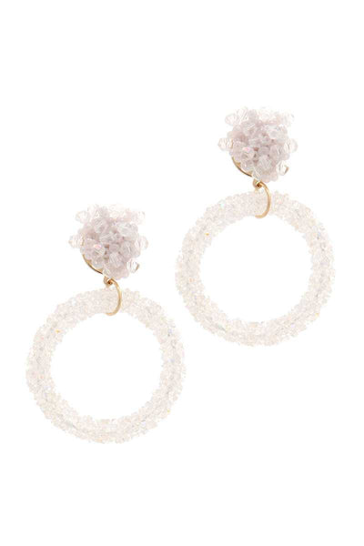 Glitter Ring Beaded Post Drop Earring