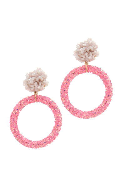 Glitter Ring Beaded Post Drop Earring