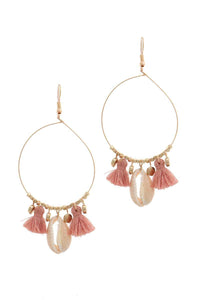 Cowrie Shell Tassel Drop Earring