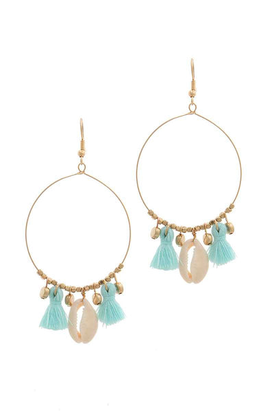 Cowrie Shell Tassel Drop Earring