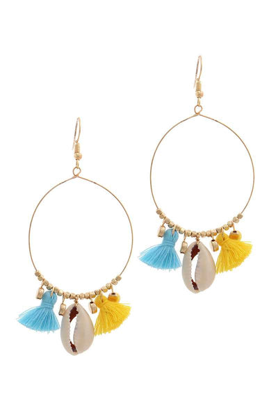 Cowrie Shell Tassel Drop Earring