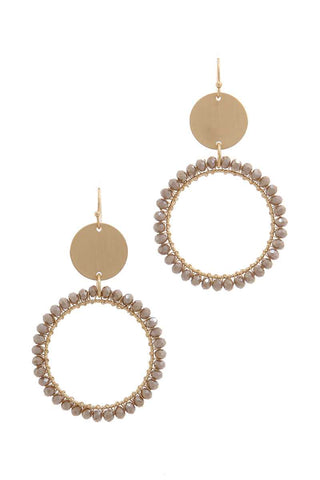 Metal Circle Beaded Ring Post Drop Earring