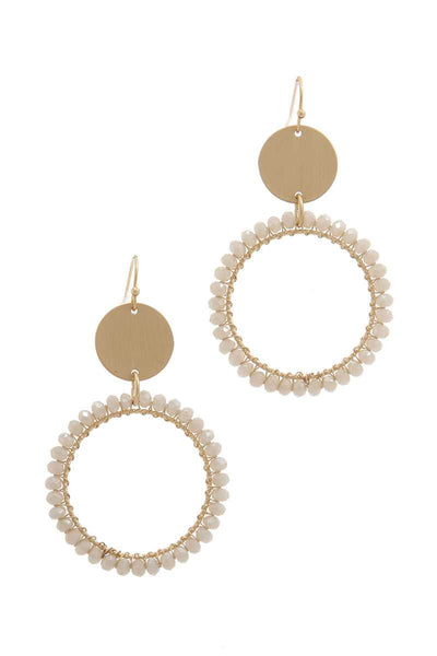 Metal Circle Beaded Ring Post Drop Earring