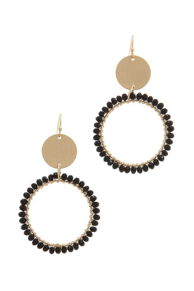 Metal Circle Beaded Ring Post Drop Earring