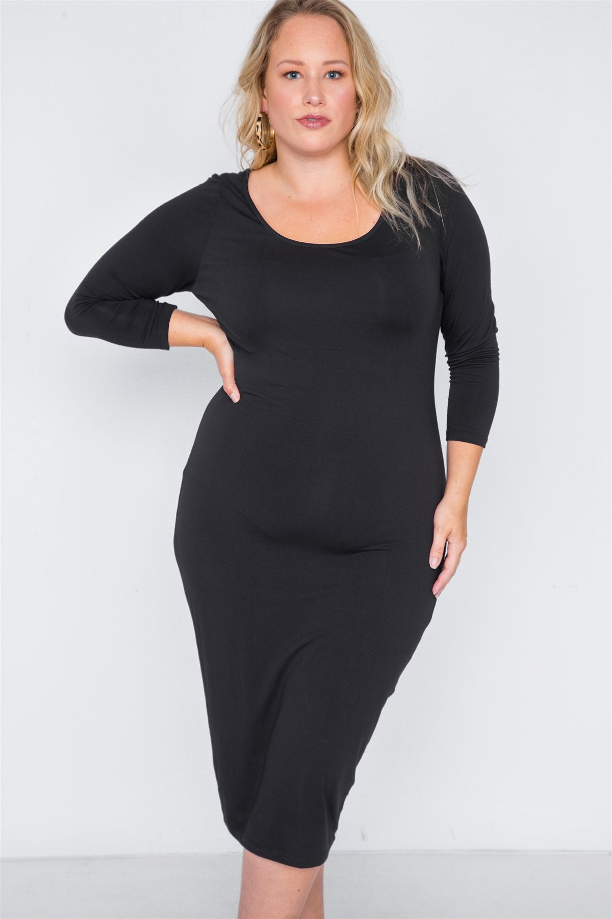 Plus Size Basic Bodycon Midi Dress