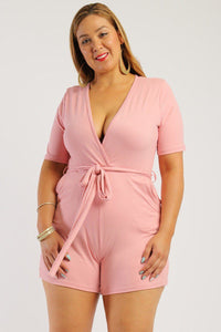 Solid, Short Sleeve Romper