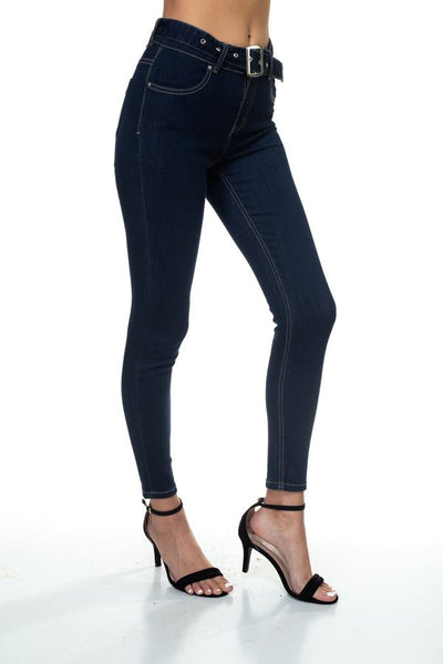 Denim High Rise Belted Pants