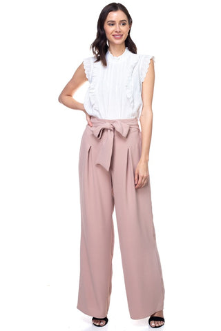 Belted Pleated Palazzo Pants