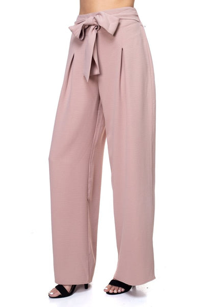Belted Pleated Palazzo Pants