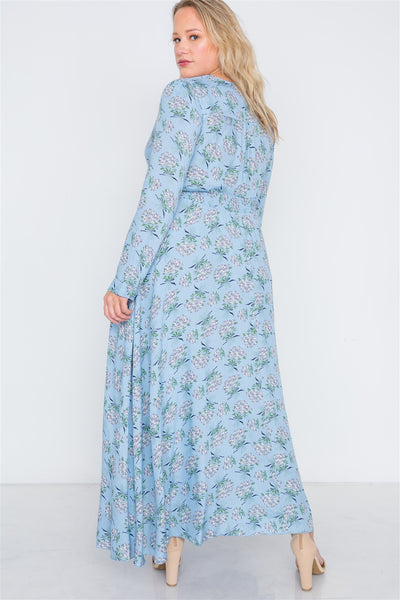 Plus Size  Floral Print Button Down Maxi Dress