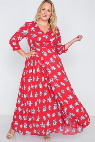 Plus Size Floral Button Down Maxi Dress