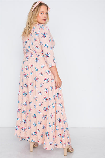 Plus Size Floral Button Down Maxi Dress