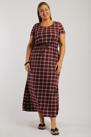Plaid, Ankle Length Maxi Dress