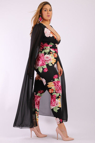 Floral, Sleeveless Jumpsuit