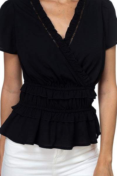 Shirring Ruffle Cropped Top