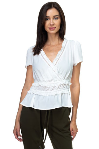 Shirring Ruffle Cropped Top