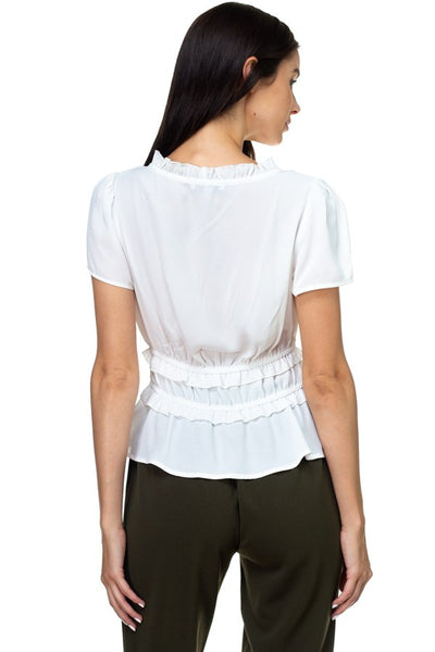 Shirring Ruffle Cropped Top