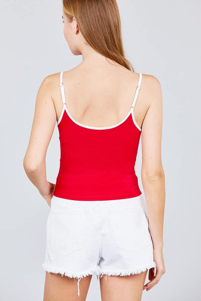 Double Round Neck Contrast Cami Top