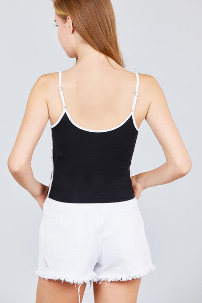 Double Round Neck Contrast Cami Top