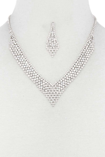 V Shape Rhinestone Necklace