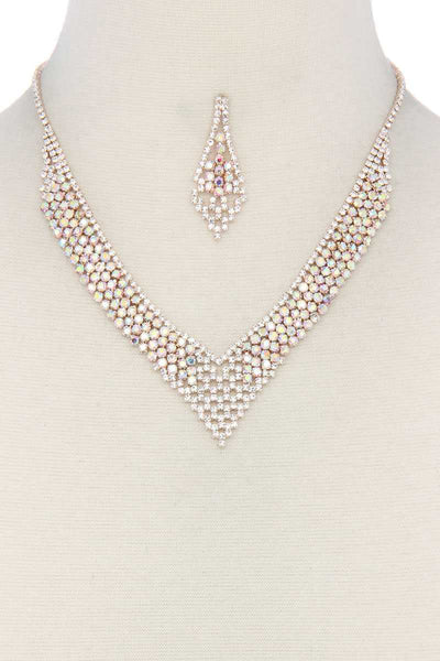 V Shape Rhinestone Necklace