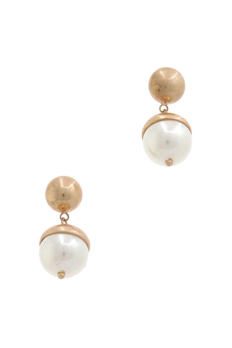 Half Pearl Half Metal Drop Earring