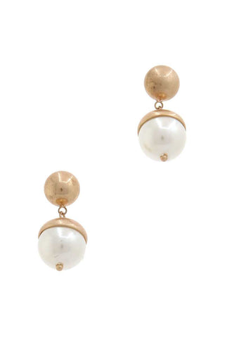 Half Pearl Half Metal Drop Earring