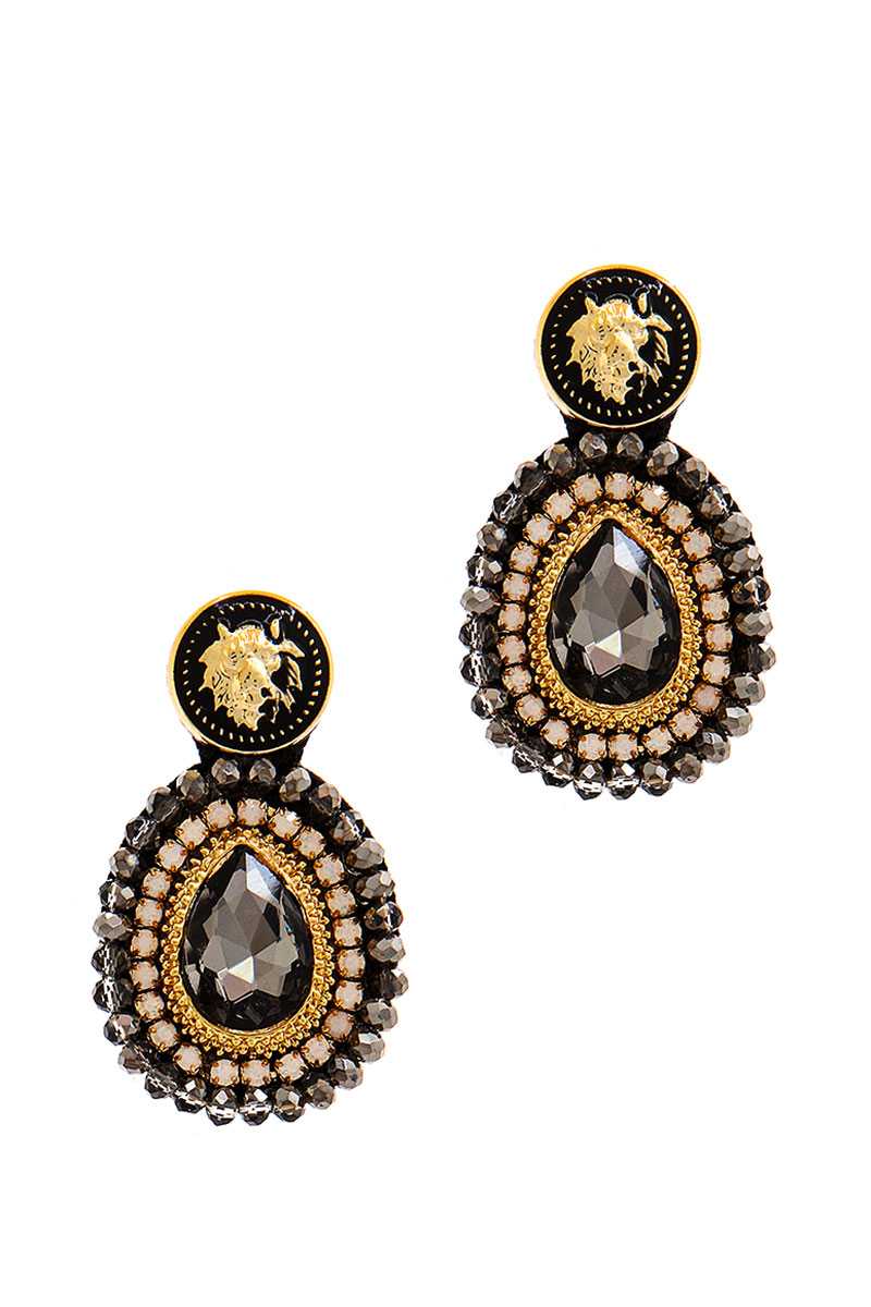 Modern Tear Drop Rhinestone And Bead Earring