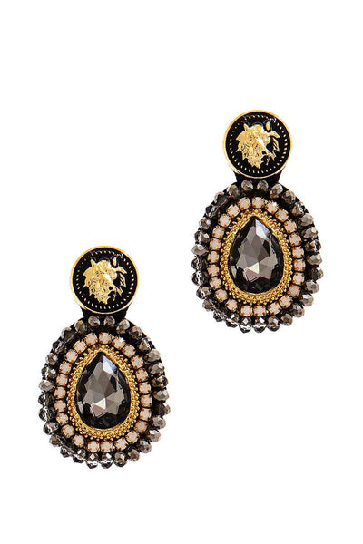 Modern Tear Drop Rhinestone And Bead Earring