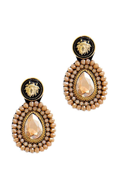 Modern Tear Drop Rhinestone And Bead Earring
