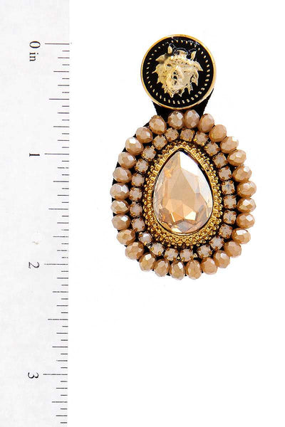 Modern Tear Drop Rhinestone And Bead Earring