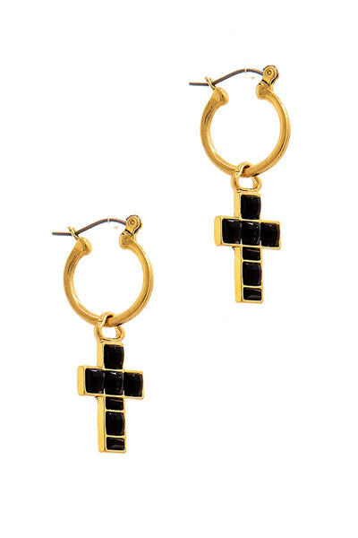 Fashion Multi Rhinestone Cross Drop Earring