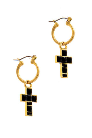 Fashion Multi Rhinestone Cross Drop Earring