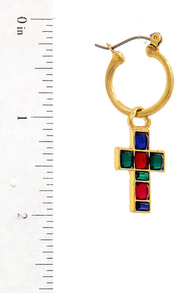 Fashion Multi Rhinestone Cross Drop Earring