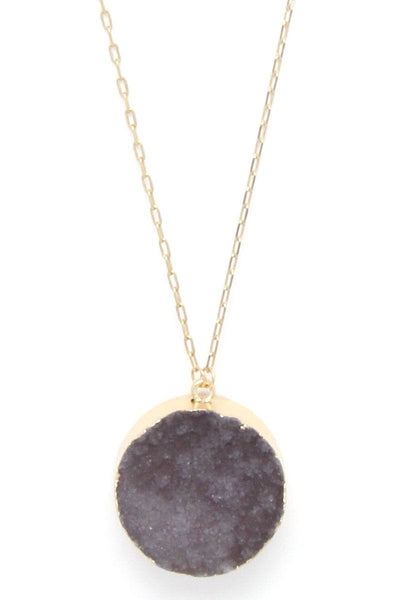 Druzy Stone Layered Y Shape Necklace