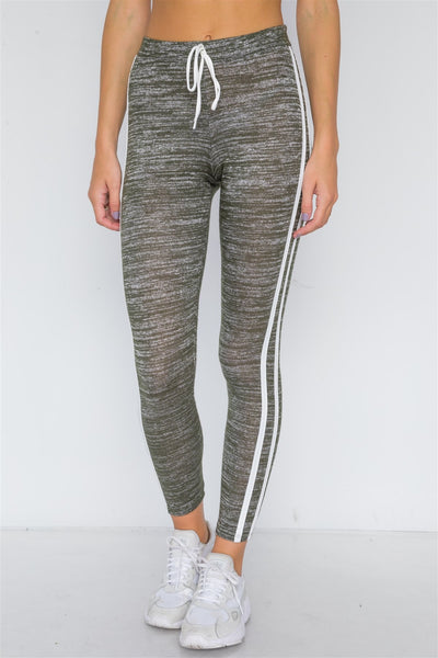 Green Heathered Crop Top Legging Two Piece Set