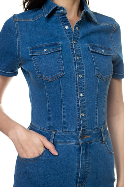 Denim Short Sleeve Romper