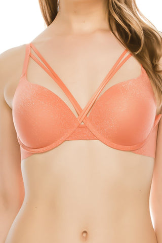 Glittery Fabric Strap Cross Front Bra