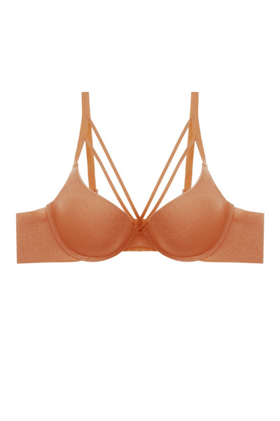 Glittery Fabric Strap Cross Front Bra