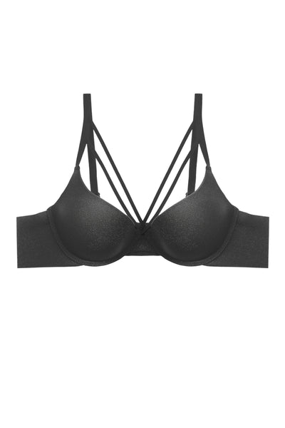 Glittery Fabric Strap Cross Front Bra