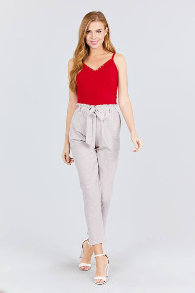 V-neck W/snap Button Detail Cami Rayon Spandex Heavy Rib Knit Top