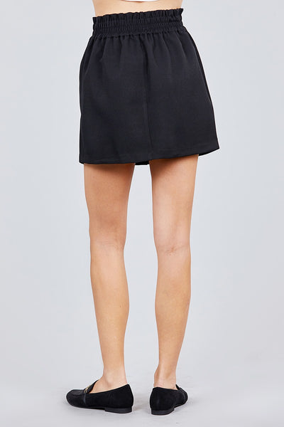 High Waist Smocking Detail Button Down Mini Skirt